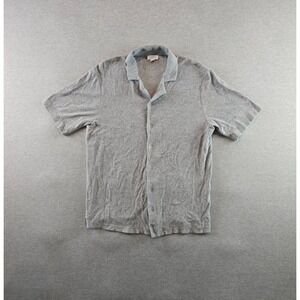Sunspel Towelling Camp Collar Shirt Mens S Gray Terry Towel Short Sleeve Polo